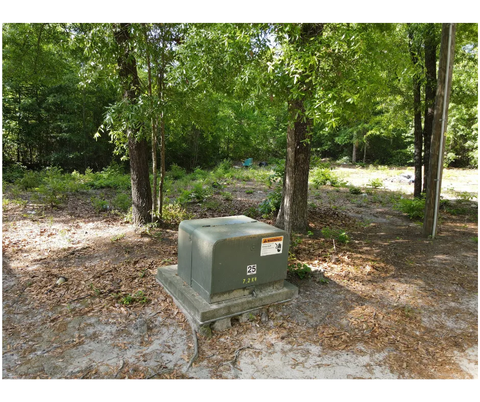 A utility pedestal ready at the new home site A utility pedestal ready at the new home site
